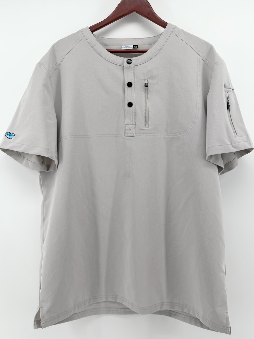 Scrub Life By Chew Gray Henley Utility Pocket Scrub Top Size XXL